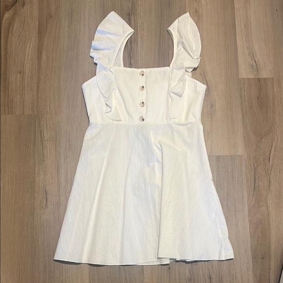 White Ruffle Sleeve Dress - Picture 1 of 2